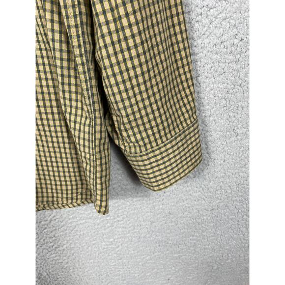 Columbia Mens Size M Long Sleeve Button Up Shirt Tan & Green Plaid - Picture 7 of 9